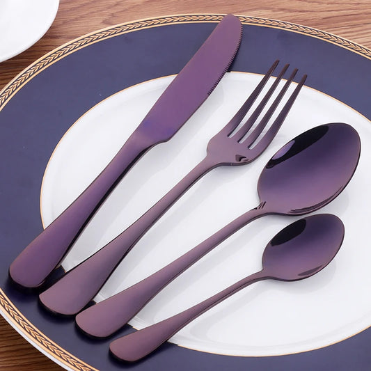 Durable Purple Stainless Steel Cutlery Set