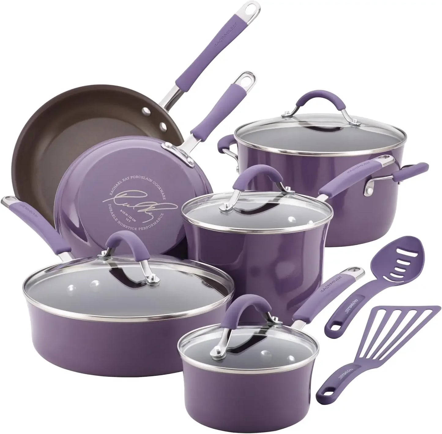 Nonstick Cookware Pots and Pans Set, 12 Piece, Lavender Purple