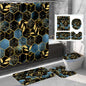 4PCS Brown Honeycomb Gradient Shower Curtain Set