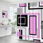 Pink Black Grey Geometric  Fabric Shower Curtain