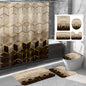 4PCS Brown Honeycomb Gradient Shower Curtain Set