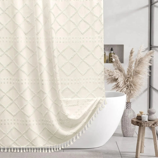 Cloth Tufted Chevron Shower Curtain